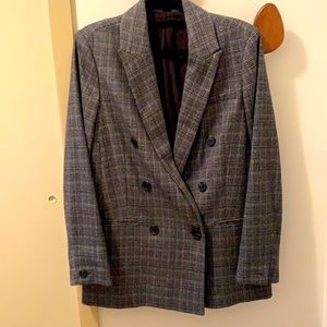 AllSaints double breasted plaid blazer